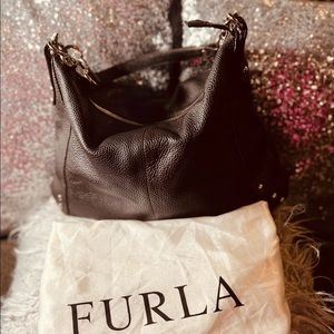 Furla Medium Hobo Chocolate Leather Handbag